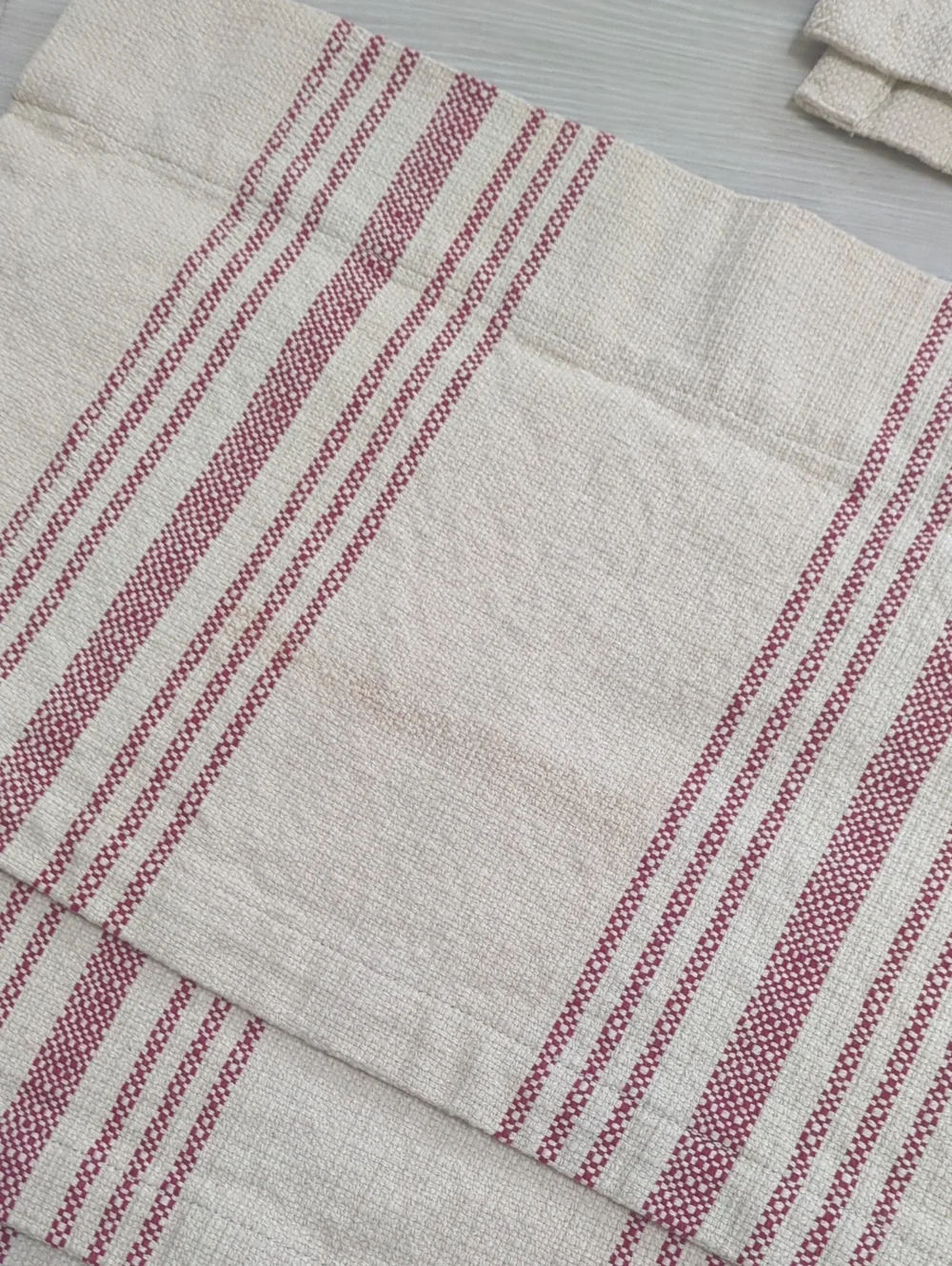 Pottery Barn Red Stripe Cotton Cafe Curtains Valances 50x13 Set of 7 Rustic Farm